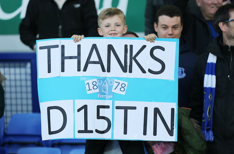The Everton fans took Distin to their hearts for his wholehearted displays